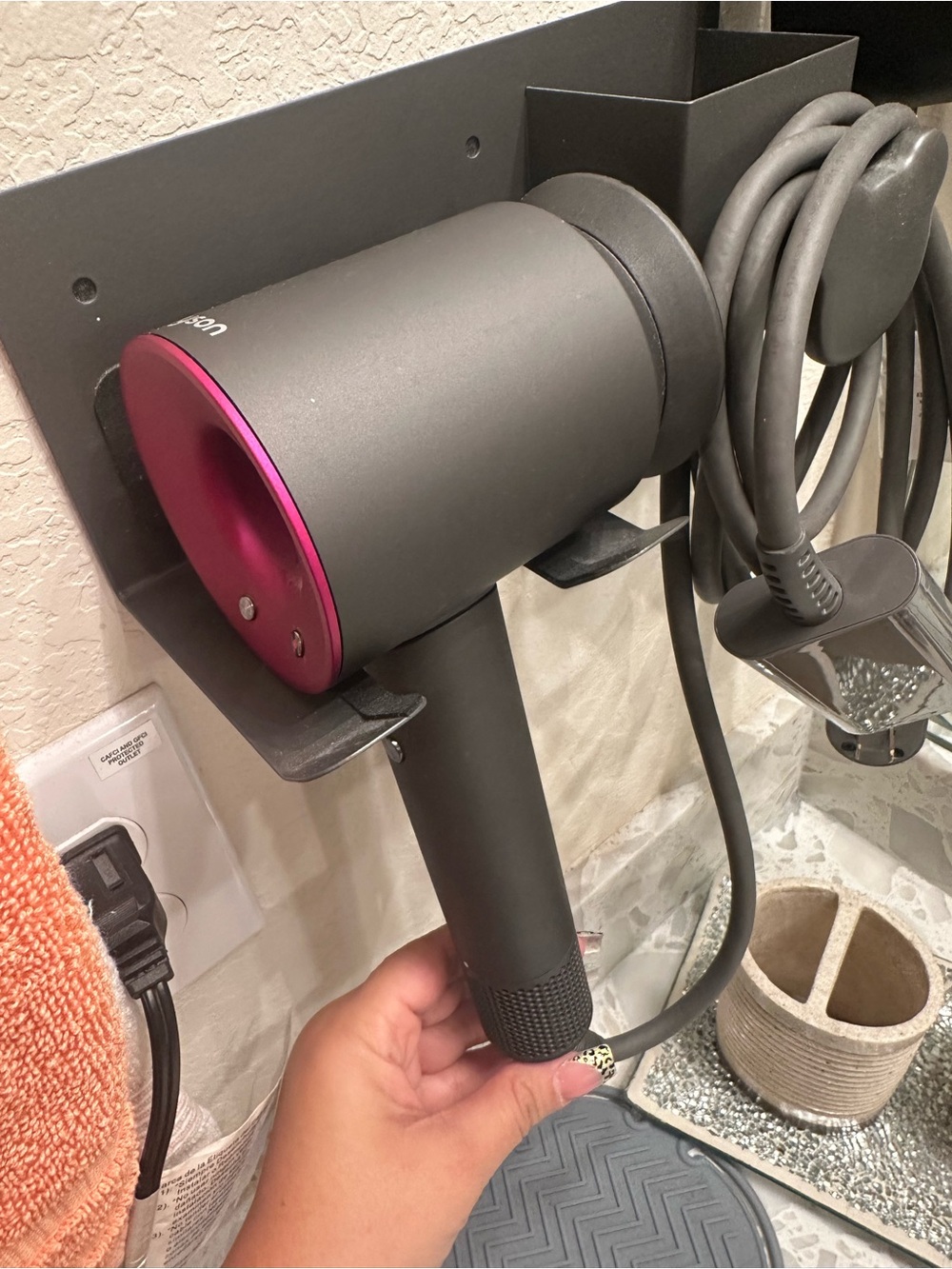 Dyson Hair Dryer in Dark Gray with Pink Accent
